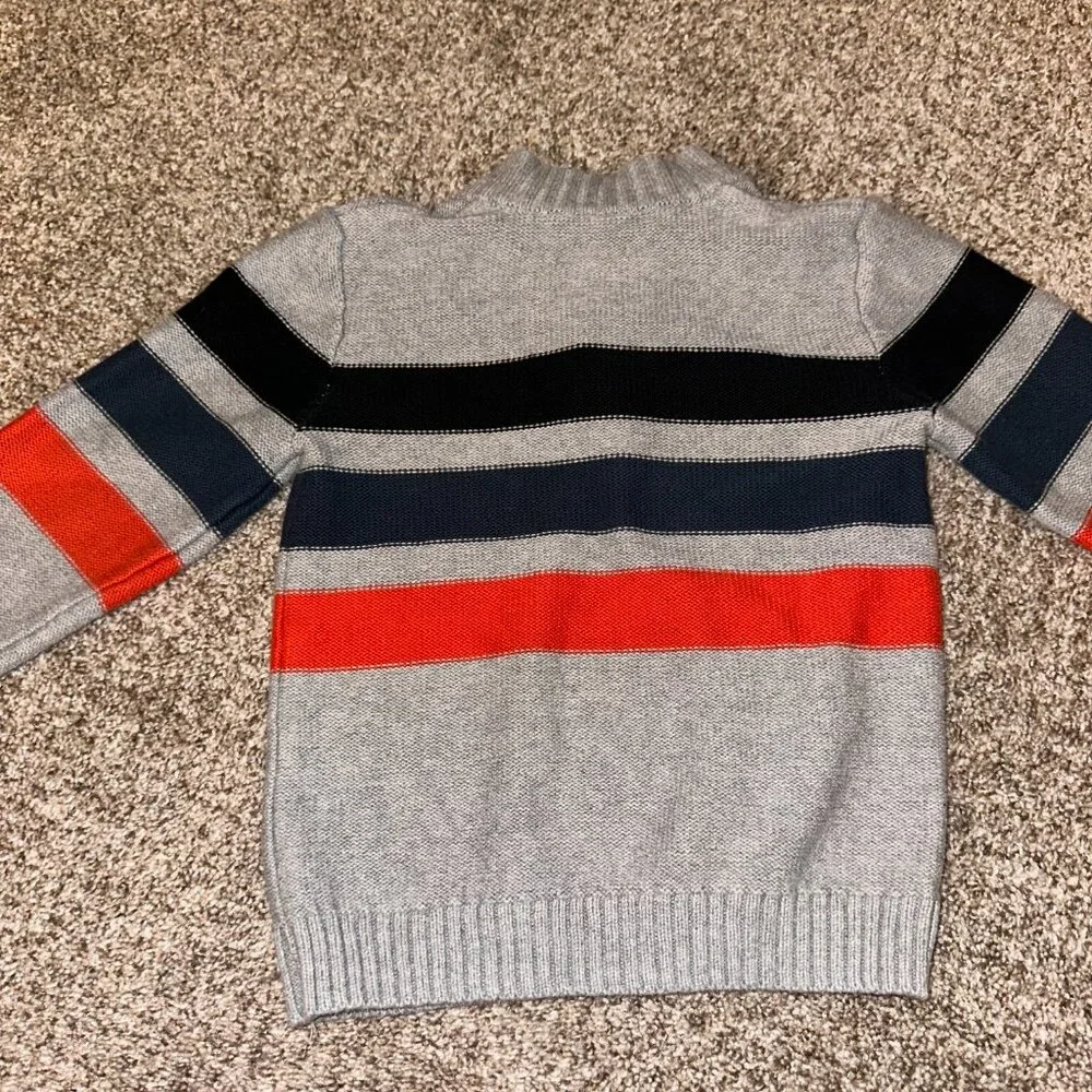 Boys GYMBOREE 3 button pullover striped SWEATER Size 3T gray EUC FALL FESTIVAL